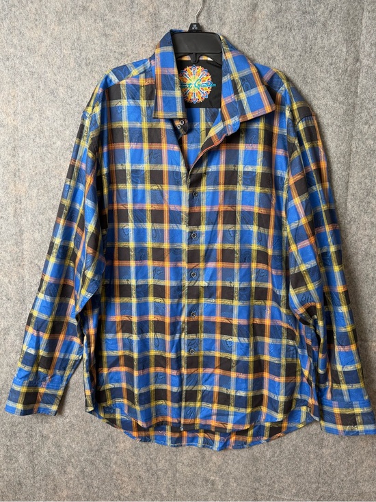 Robert Graham Other - Robert Graham Men 2XL long-sleeve buttondown shirt blue and yellow plaid pattern